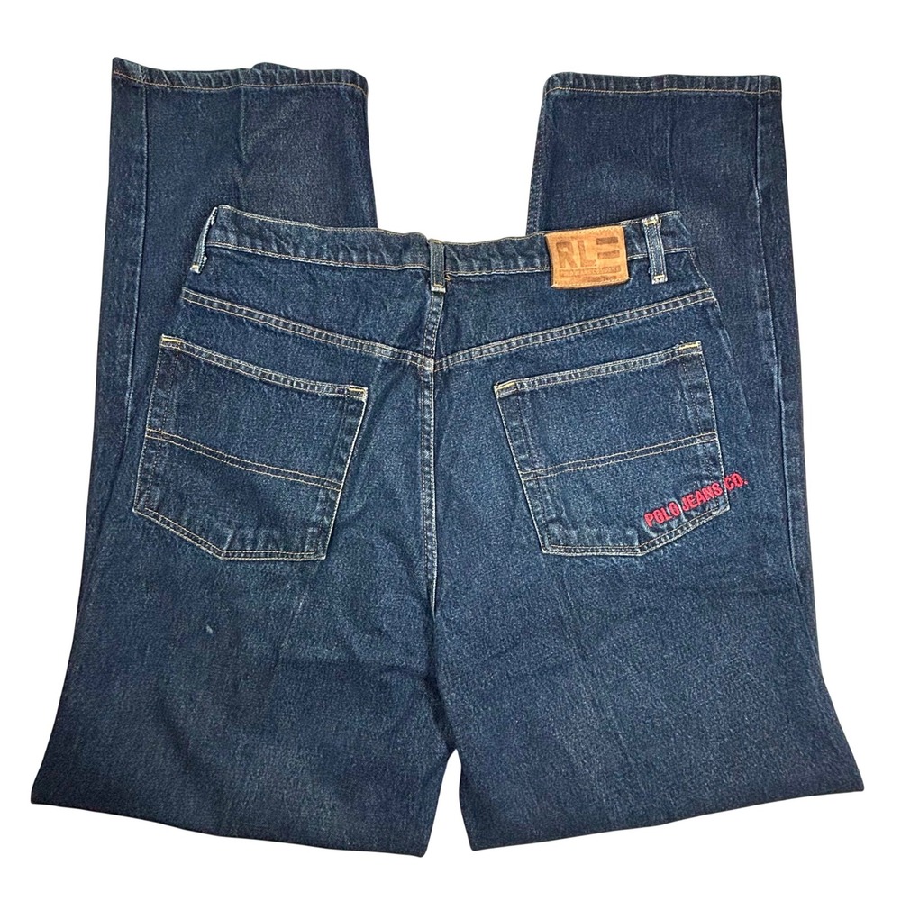 VTG Y2K Polo‎ Ralph Lauren Jeans Mens Loose Fit Baggy Wide 36x35* Embroidery EUC